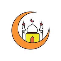 mosque icon design colorful mosque and moon vector