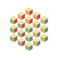 Cube logo, geometric design. Box logotype company, trendy techno emblem in isometric 3D style. vector