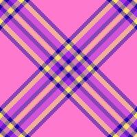 Glamor plaid fabric, argyle seamless check pattern. Editable background texture textile tartan in pink and indigo colors. vector