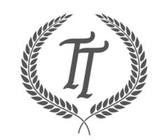 Initial letter T and T, TT monogram logo design with laurel wreath. Luxury calligraphy font. vector