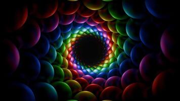 Multicolor Spiral Balls Tunnel Background VJ Loop in 4K video