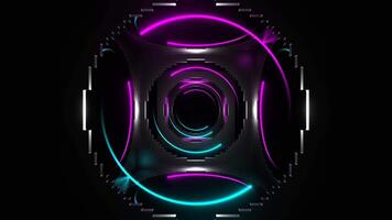 Cyan and Pink Neon Lights in Holes of Squares Background VJ Loop in 4K video