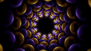 Gold and Purple Reverse Rotate Glossy Balls Tunnel Background VJ Loop in 4K video