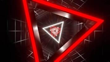 Red and White Neon Triangle in Mesh Tunnel Background VJ Loop in 4K video