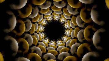 Gold and Silver Reverse Rotate Glossy Balls Tunnel Background VJ Loop in 4K video