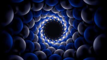 Blue and Silver Spiral Balls Tunnel Background VJ Loop in 4K video