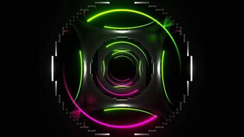 Light Green and Pink Neon Lights in Holes of Squares Background VJ Loop in 4K video