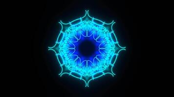 Blue and Cyan Neon Exciting Mandala Background VJ Loop in 4K video