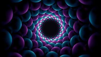 Cyan and Pink Spiral Balls Tunnel Background VJ Loop in 4K video