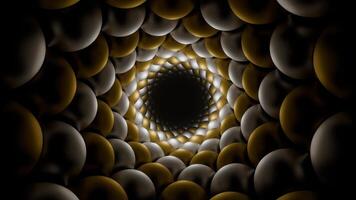 Gold and Silver Spiral Balls Tunnel Background VJ Loop in 4K video