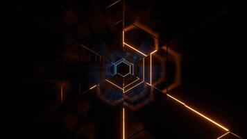 Orange and Blue Amazing Hexagonal Strobe Tunnel Background VJ Loop in 4K video