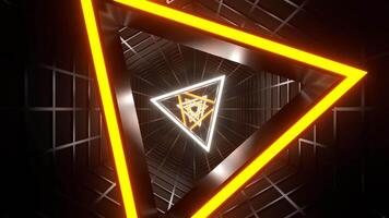 Orange and White Neon Triangle in Mesh Tunnel Background VJ Loop in 4K video