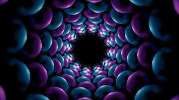 cyan och rosa omvänd rotera glansig bollar tunnel bakgrund vj slinga i 4k video