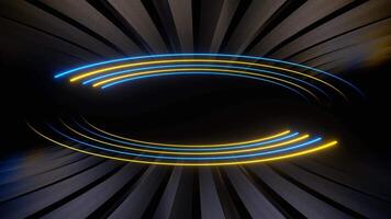 Blue and Yellow Neon Ellipse in Frame Background VJ Loop in 4K video