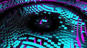 Cyan and Pink Square Waves Move in Circles Background VJ Loop in 4K video