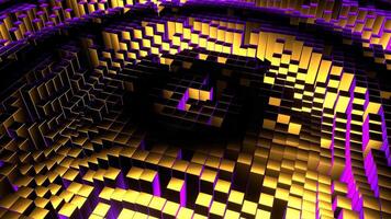 Yellow and Purple Square Waves Move in Circles Background VJ Loop in 4K video