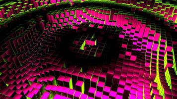 Pink and Light Green Square Waves Move in Circles Background VJ Loop in 4K video