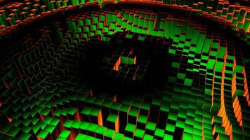 verde e laranja quadrado ondas mover dentro círculos fundo vj ciclo dentro 4k video