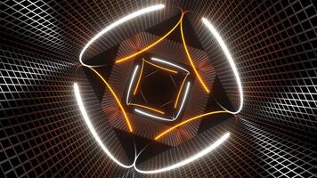 Orange and White Neon Circle Lights in Square Frames Background VJ Loop in 4K video