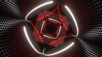 Red and White Neon Circle Lights in Square Frames Background VJ Loop in 4K video