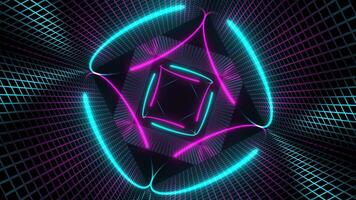 Cyan and Pink Neon Circle Lights in Square Frames Background VJ Loop in 4K video