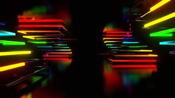 Corridor of Moving Multicolor Neon Triangular Shapes in 4K video