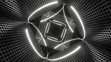 White Neon Circle Lights in Square Frames Background VJ Loop in 4K video