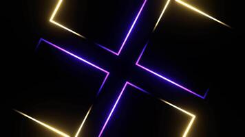 Purple and Yellow Rotating Neon Squares Background VJ Loop in 4K video