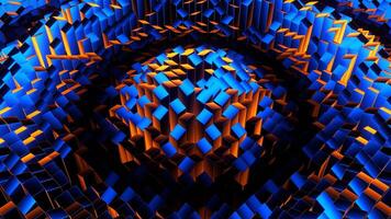 Orange and Blue Random Shape Rectangular Waves Background VJ Loop in 4K video