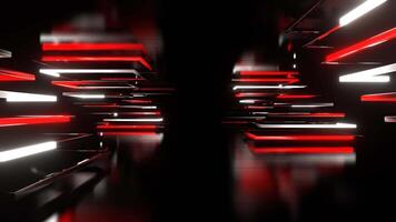 Corridor of Moving Red and White Neon Triangular Shapes in 4K video