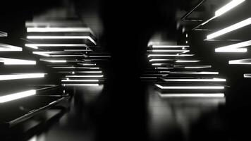 Corridor of Moving White Neon Triangular Shapes in 4K video