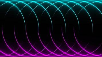 Cyan and Pink Abstract Rotating Neon Circles Background VJ Loop in 4K video
