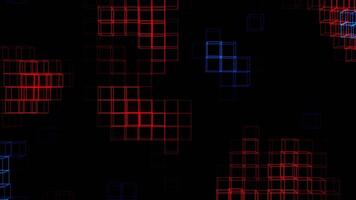 Red and Blue Neon Cubic Frame Waves Background VJ Loop in 4K video