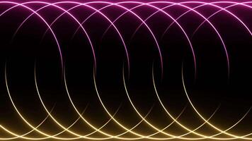 Pink and Yellow Abstract Rotating Neon Circles Background VJ Loop in 4K video