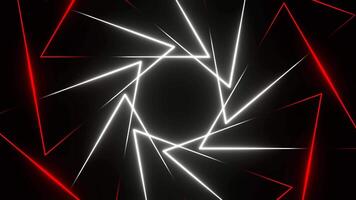 Red and White Neon Lights Moving in Triangles Background VJ Loop in 4K video