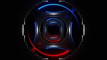 Red and Blue Neon Lights in Holes of Squares Background VJ Loop in 4K video