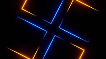 Orange and Blue Rotating Neon Squares Background VJ Loop in 4K video