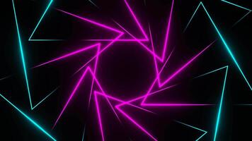 Cyan and Pink Neon Lights Moving in Triangles Background VJ Loop in 4K video
