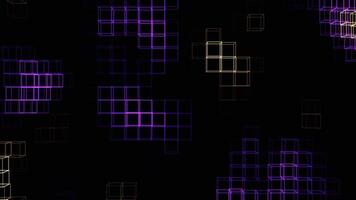 Purple and Yellow Neon Cubic Frame Waves Background VJ Loop in 4K video