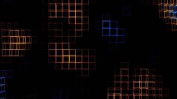 Orange and Blue Neon Cubic Frame Waves Background VJ Loop in 4K video
