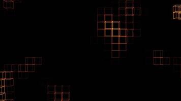 Orange Neon Cubic Frame Waves Background VJ Loop in 4K video