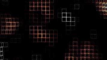 Orange and White Neon Cubic Frame Waves Background VJ Loop in 4K video