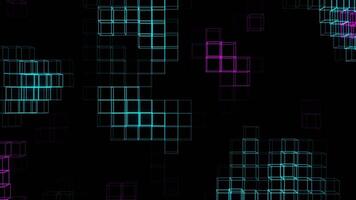 Cyan and Pink Neon Cubic Frame Waves Background VJ Loop in 4K video