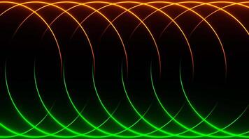Orange and Green Abstract Rotating Neon Circles Background VJ Loop in 4K video