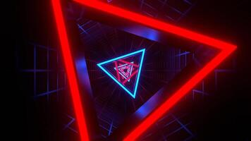 Red and Blue Neon Triangle in Mesh Tunnel Background VJ Loop in 4K video