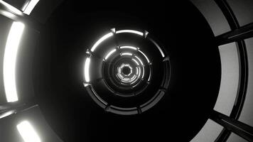 White Neon Stage Light Rings Tunnel Background VJ Loop in 4K video