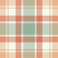 Rag texture seamless plaid, irish textile background. Bandana tartan pattern fabric check in old lace and orange colors. vector