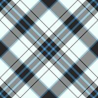 Dogtooth plaid tartan pattern, towel check fabric. Britain texture textile background seamless in azure and grey colors. vector
