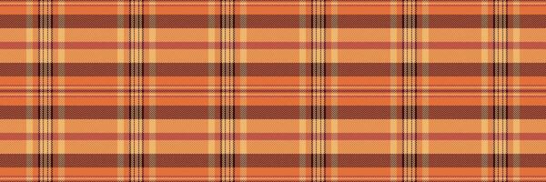 Chequered textile background, card pattern tartan texture. Weave check plaid seamless fabric in orange and dark colors. vector
