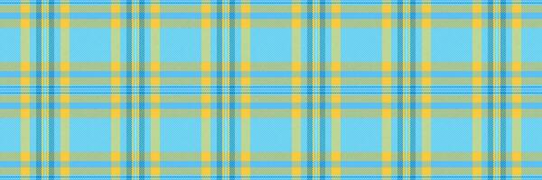 Birthday texture check textile, xmas background plaid. Quilt tartan pattern seamless fabric in cyan and amber colors. vector